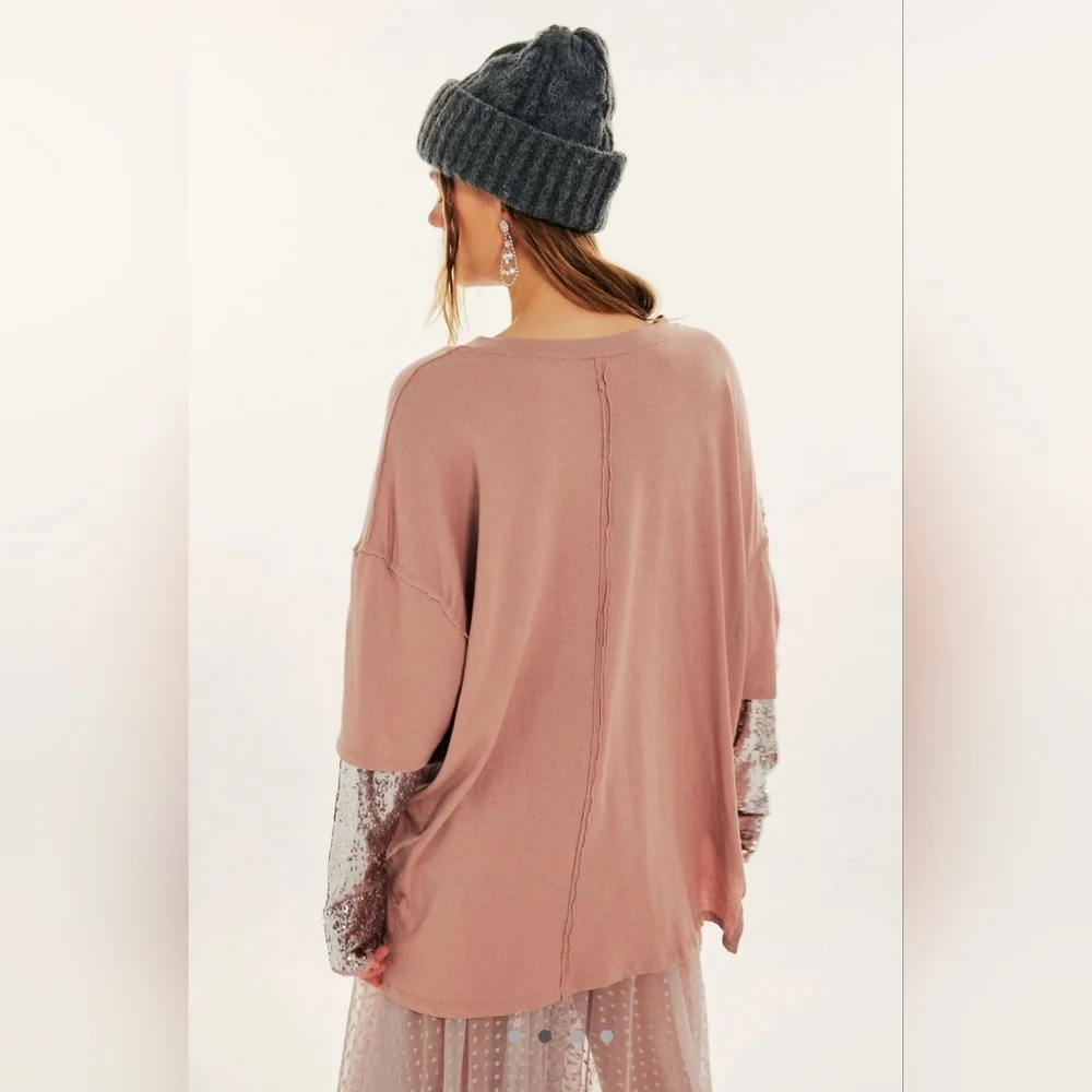 Free People Sequin Twofer long sleeve NWOT - Picture 4 of 10